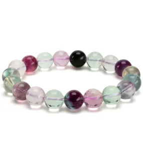 Natural Fluorite 10mm Bead Gemstone Elastic Bracelet