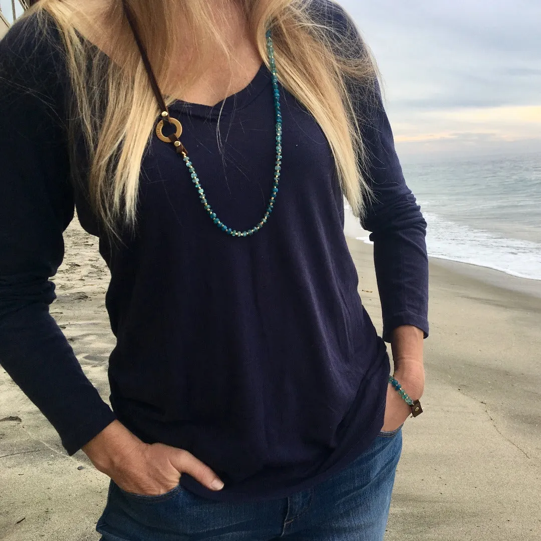 Ocean Blue Apatite BREATHE Necklace for Self-Confidence