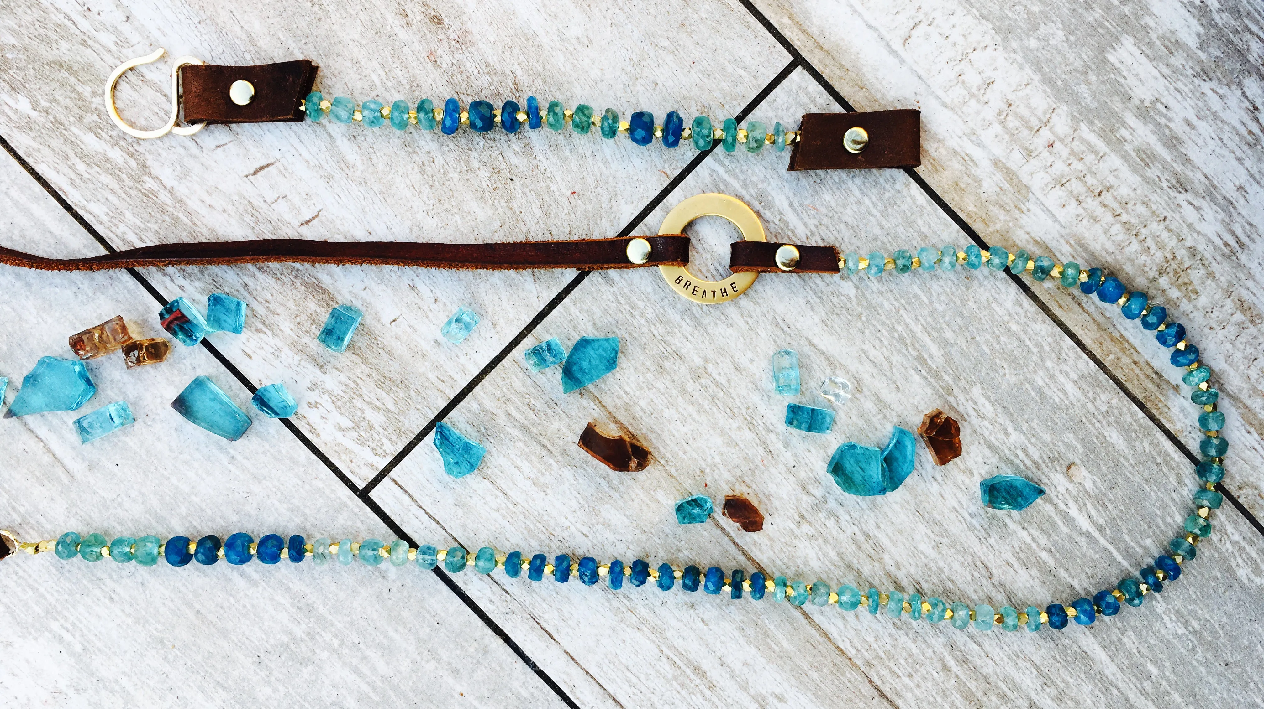 Ocean Blue Apatite BREATHE Necklace for Self-Confidence