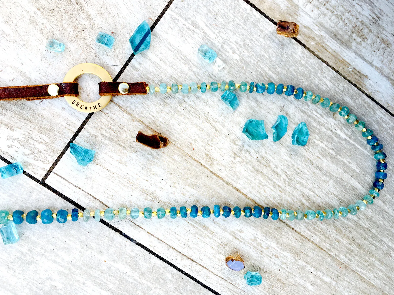 Ocean Blue Apatite BREATHE Necklace for Self-Confidence