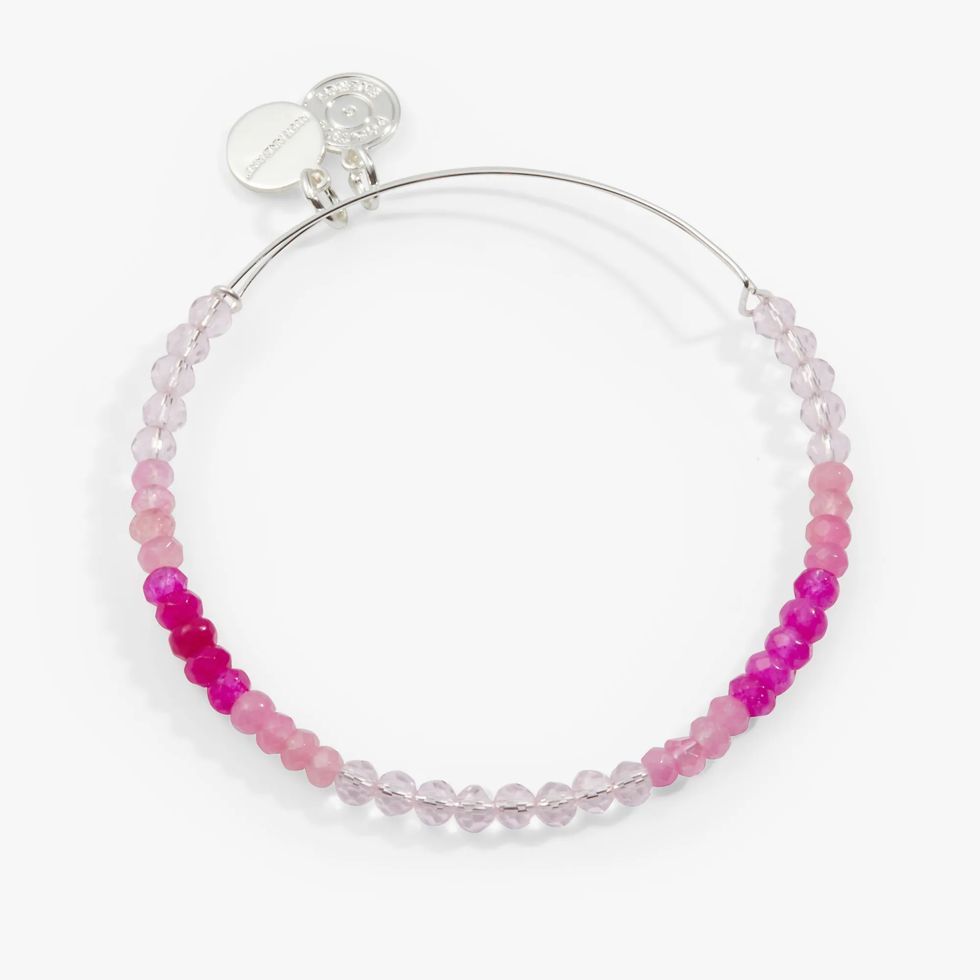 Ombre Faceted Stone Beaded Charm Bangle, Pink