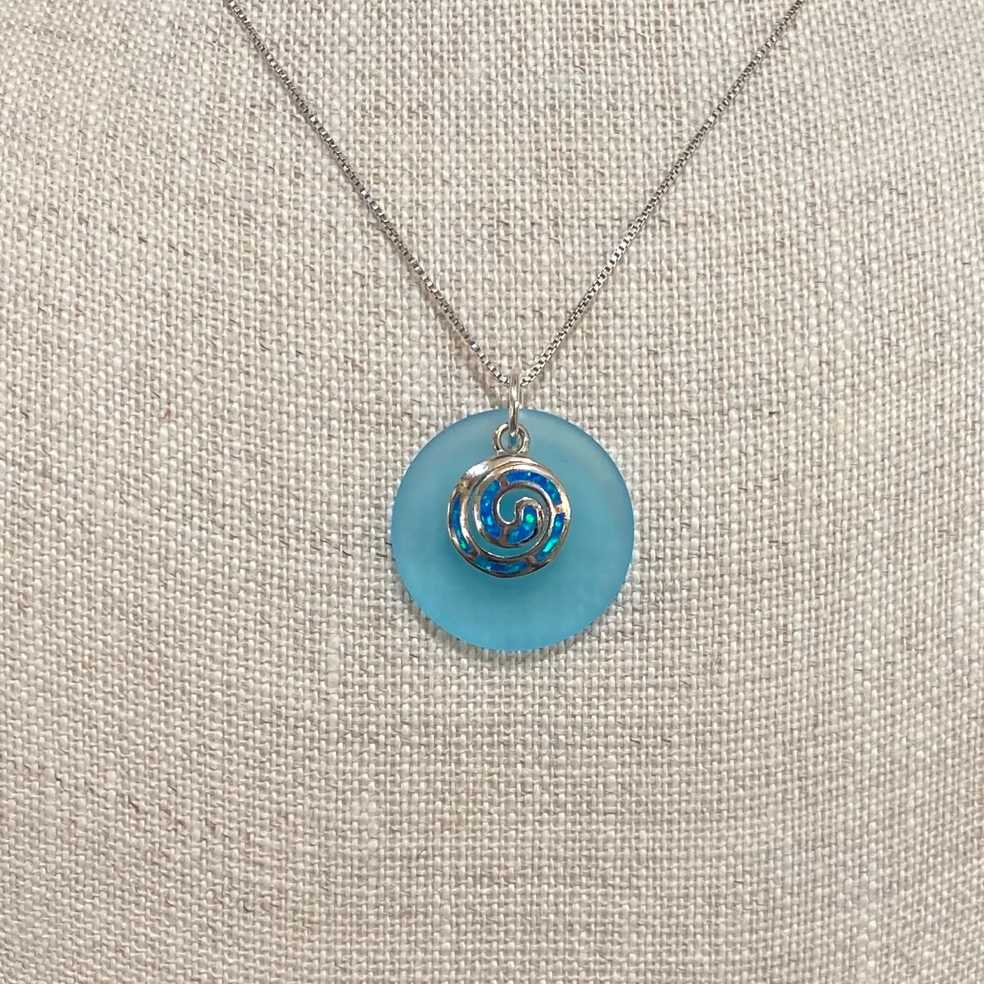 Opal Swirl Sea Glass Necklace