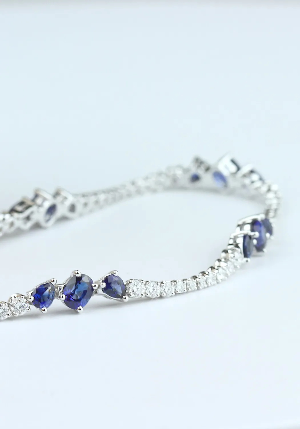 Parade Design 18KWG Diamond & 5 Station Sapphire Bracelet