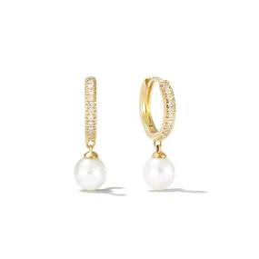 Pavé Lab Grown Diamond Pearl Drop Earrings