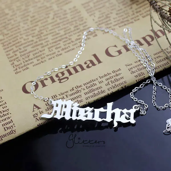 Personalised Sterling Silver Name Necklace-Old English