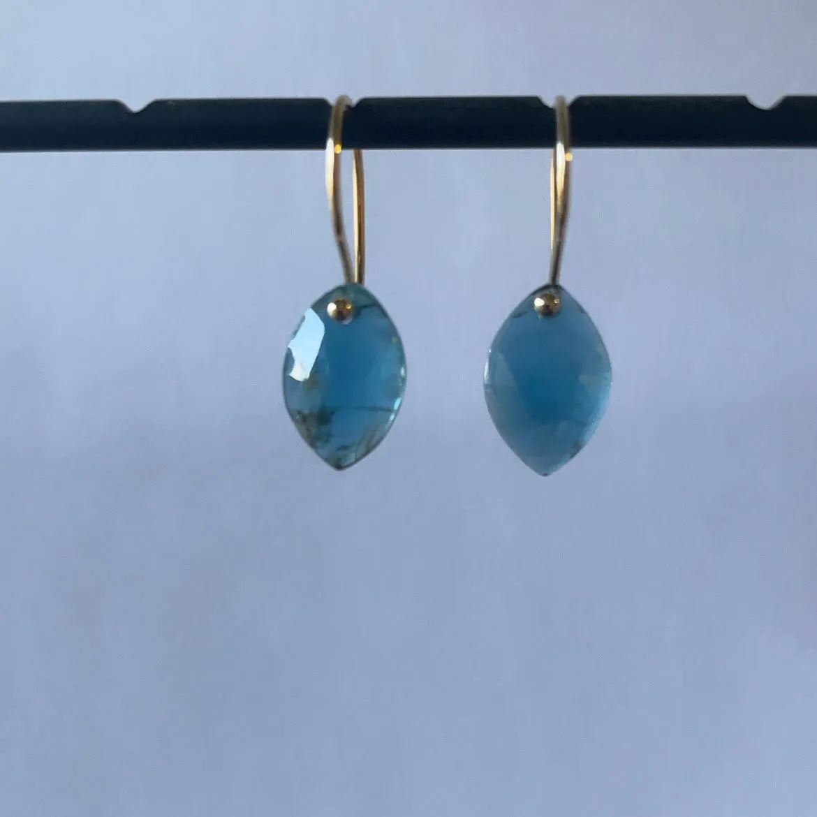 Petite marquise teal kyanites earrings