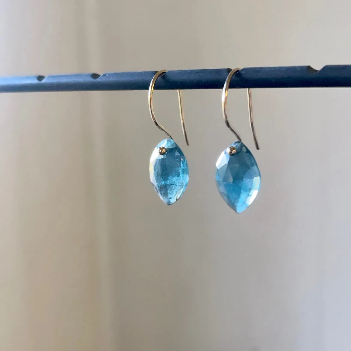 Petite marquise teal kyanites earrings