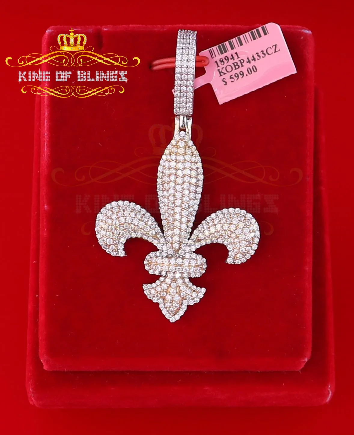 Promising Sterling Silver Fleur de Lis White Shape Pendant 5.87ct Cubic Zirconia