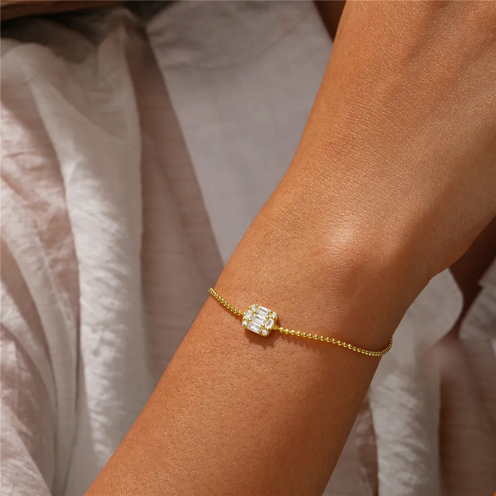 Rectangular Diamond Minimalist Bracelet