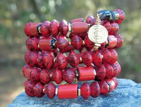 Red Salwag Natural Saucer Seed Bead Bangle