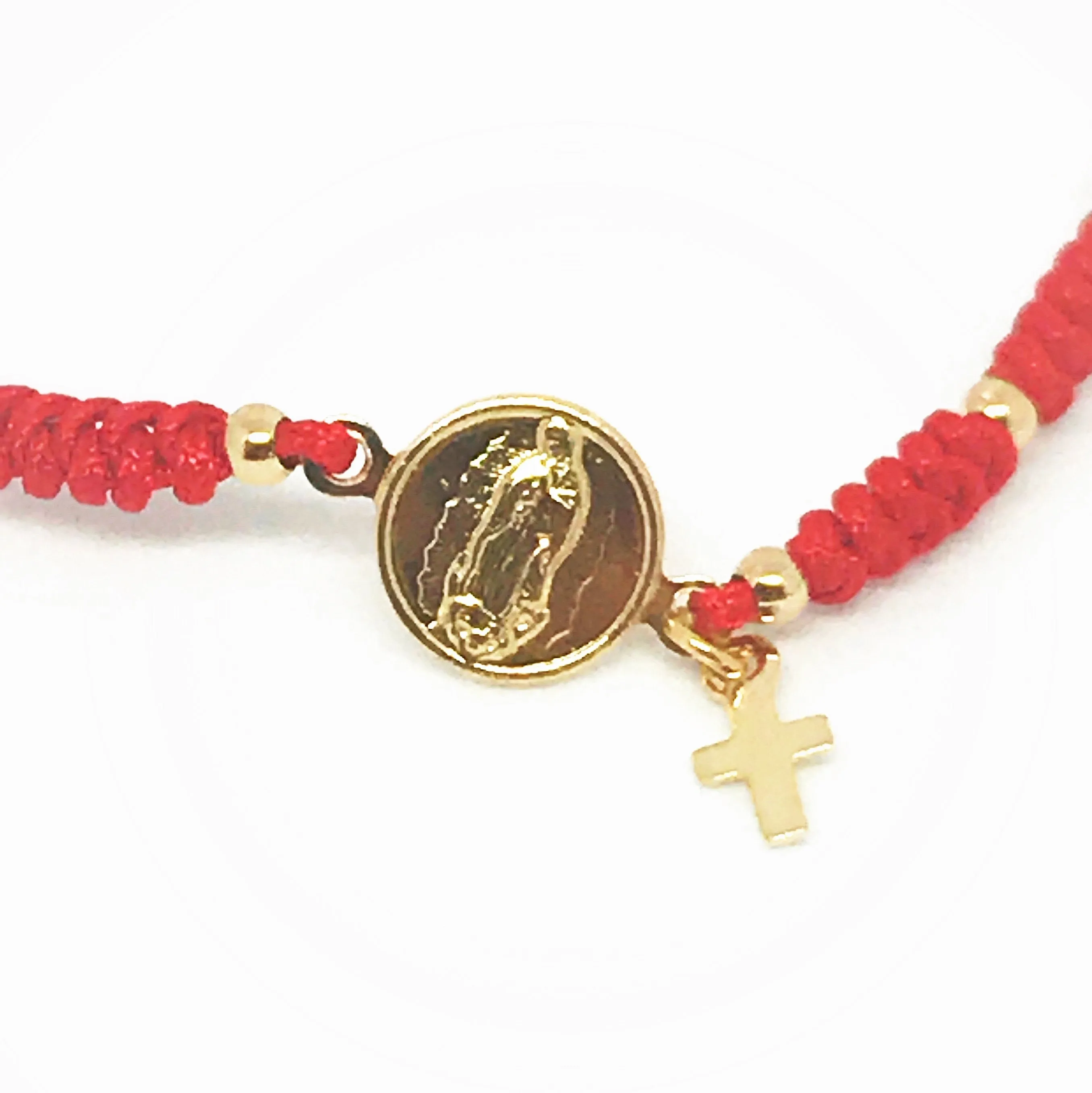 Red String Virgen de Guadalupe Bracelet, Our Lady of Guadalupe Gold Medal Adjustable Bracelet, Religious gift, Catholic Jewelry, Virgin Mary