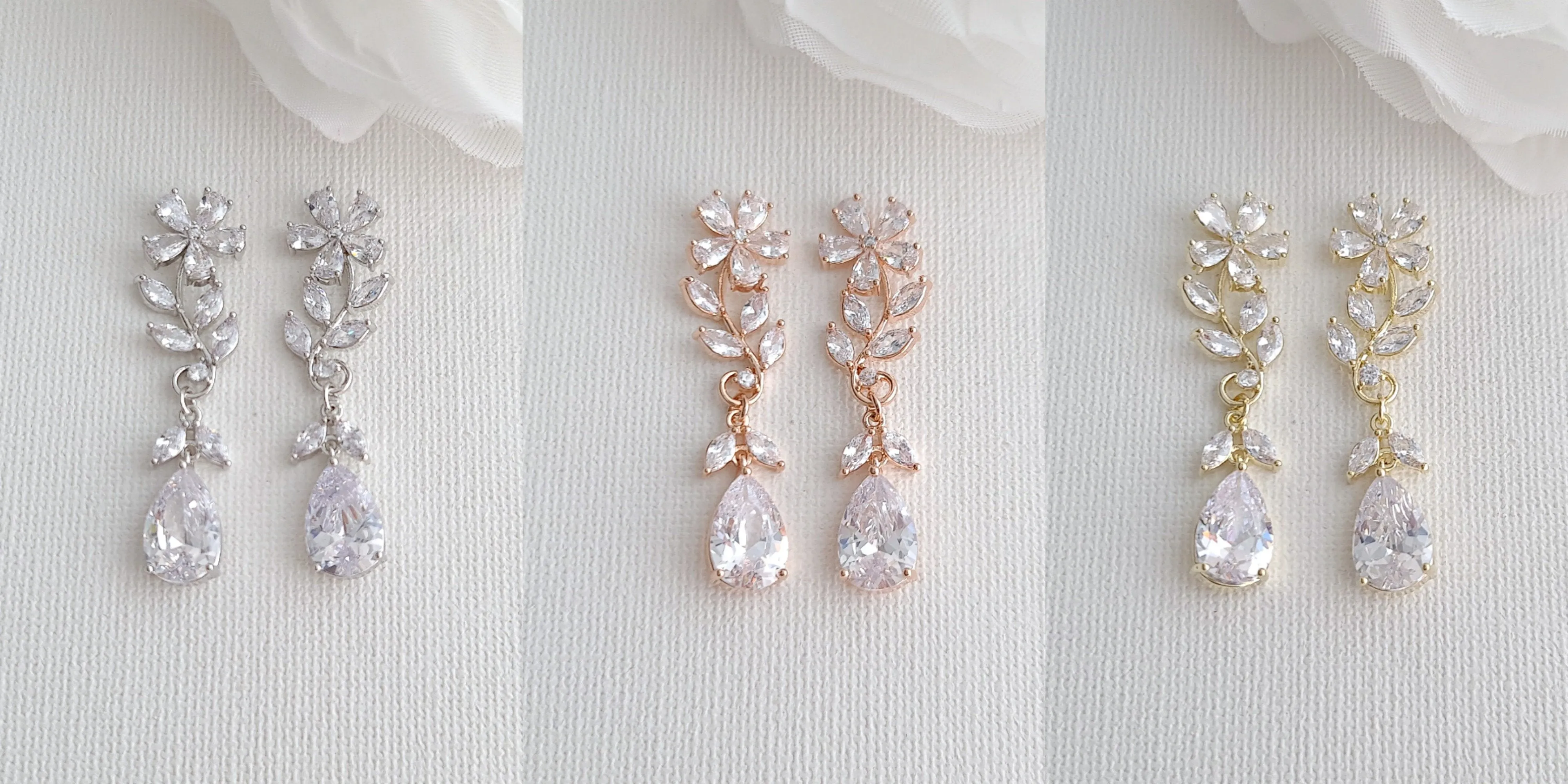 Rose Gold Flower Earrings for Weddings- Daisy