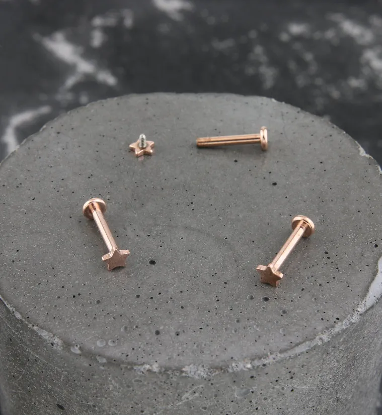 Rose Gold PVD Star Internally Threaded Titanium Labret