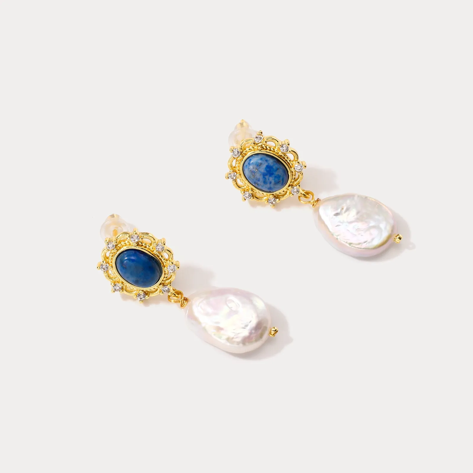 Sapphire Baroque Pearl Earrings