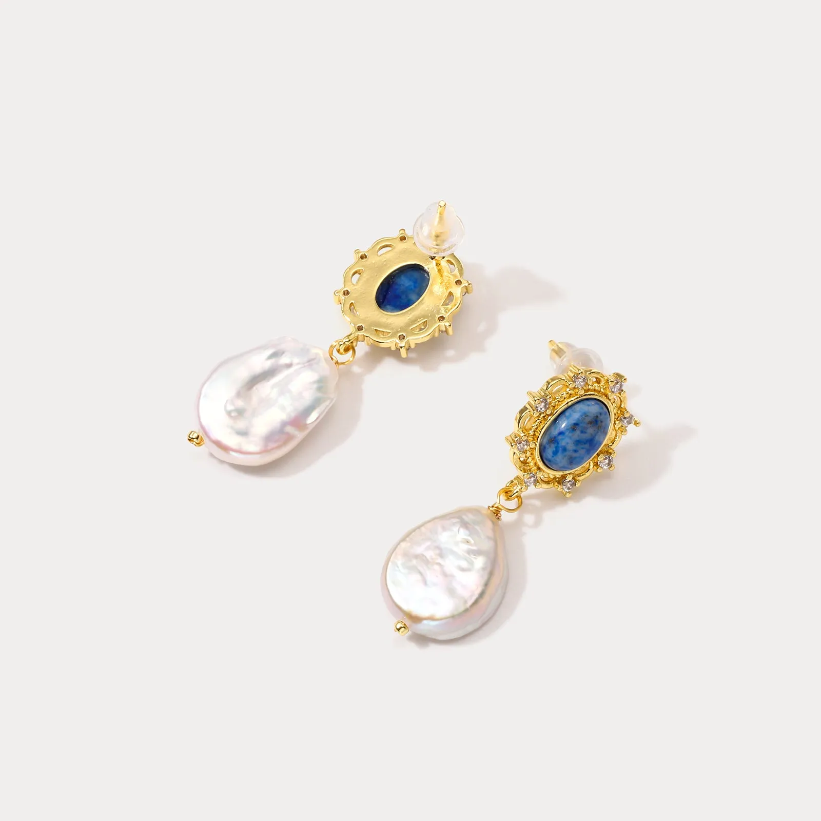 Sapphire Baroque Pearl Earrings