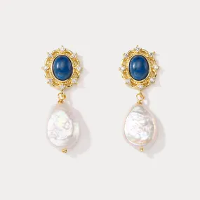 Sapphire Baroque Pearl Earrings