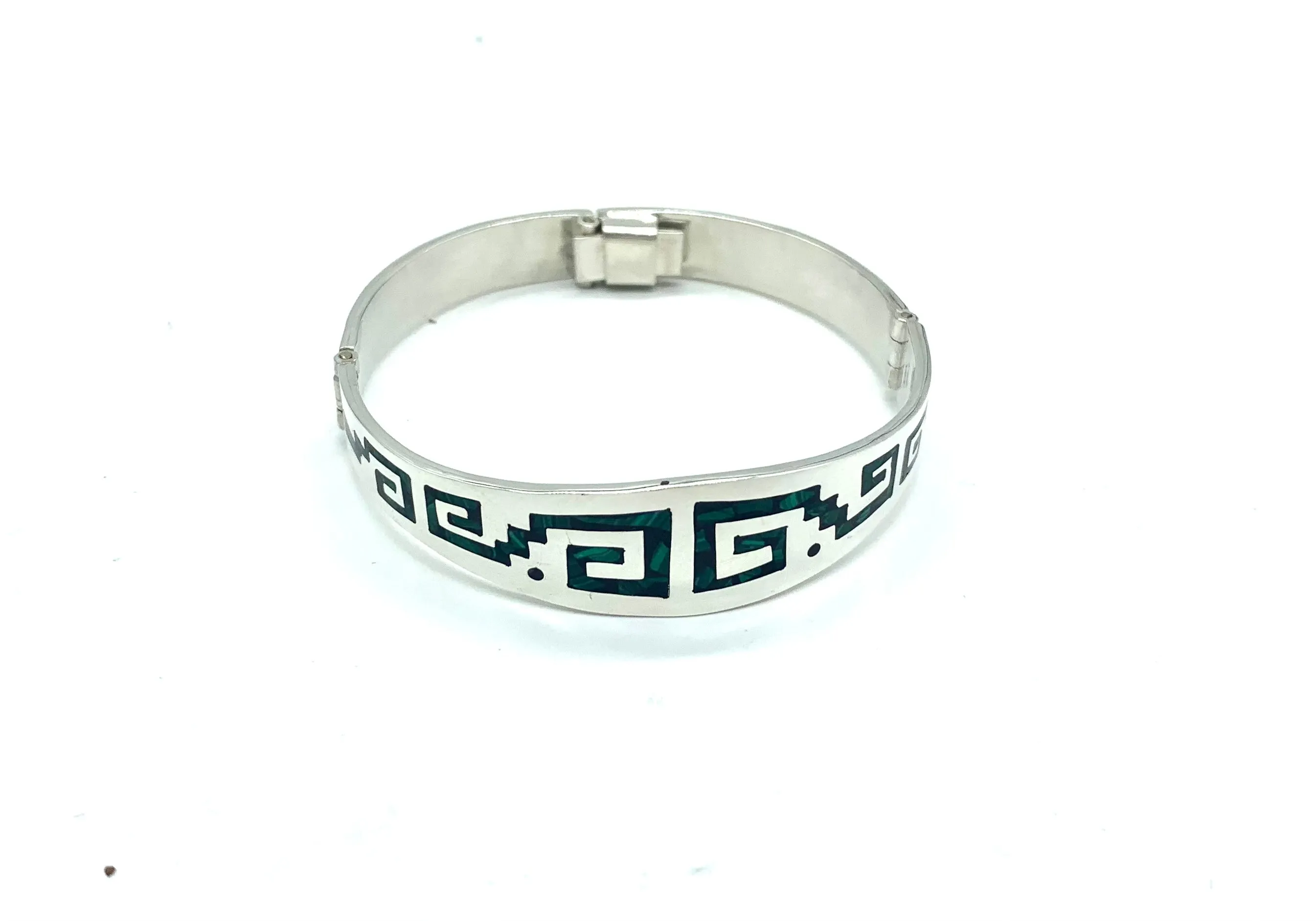 Silver & Malachite Inlay Bangle