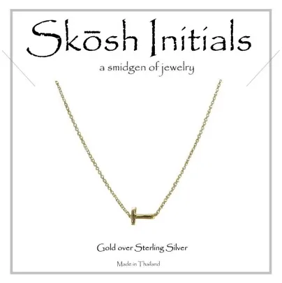 Skosh Sideways Initial Necklace-Gold