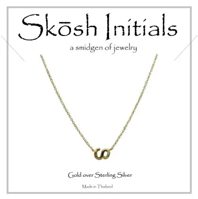 Skosh Sideways Initial Necklace-Gold