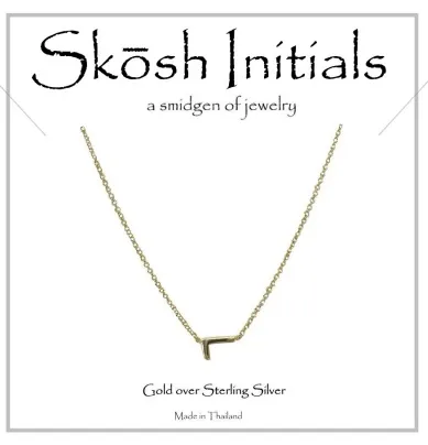 Skosh Sideways Initial Necklace-Gold