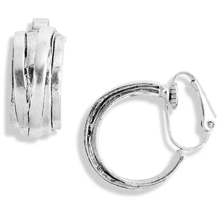 Small overlap hoop clip Earrings