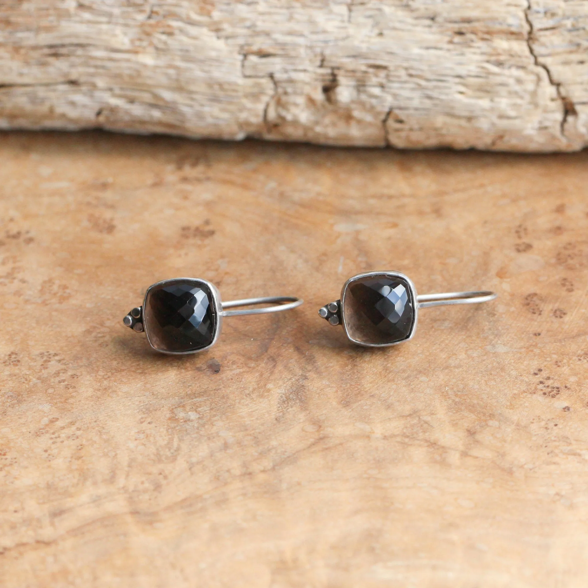 Smoky Quartz Piper Earrings - Faceted Smoky Quartz Earrings - Smoky Quartz Drops - .925 Sterling Silver