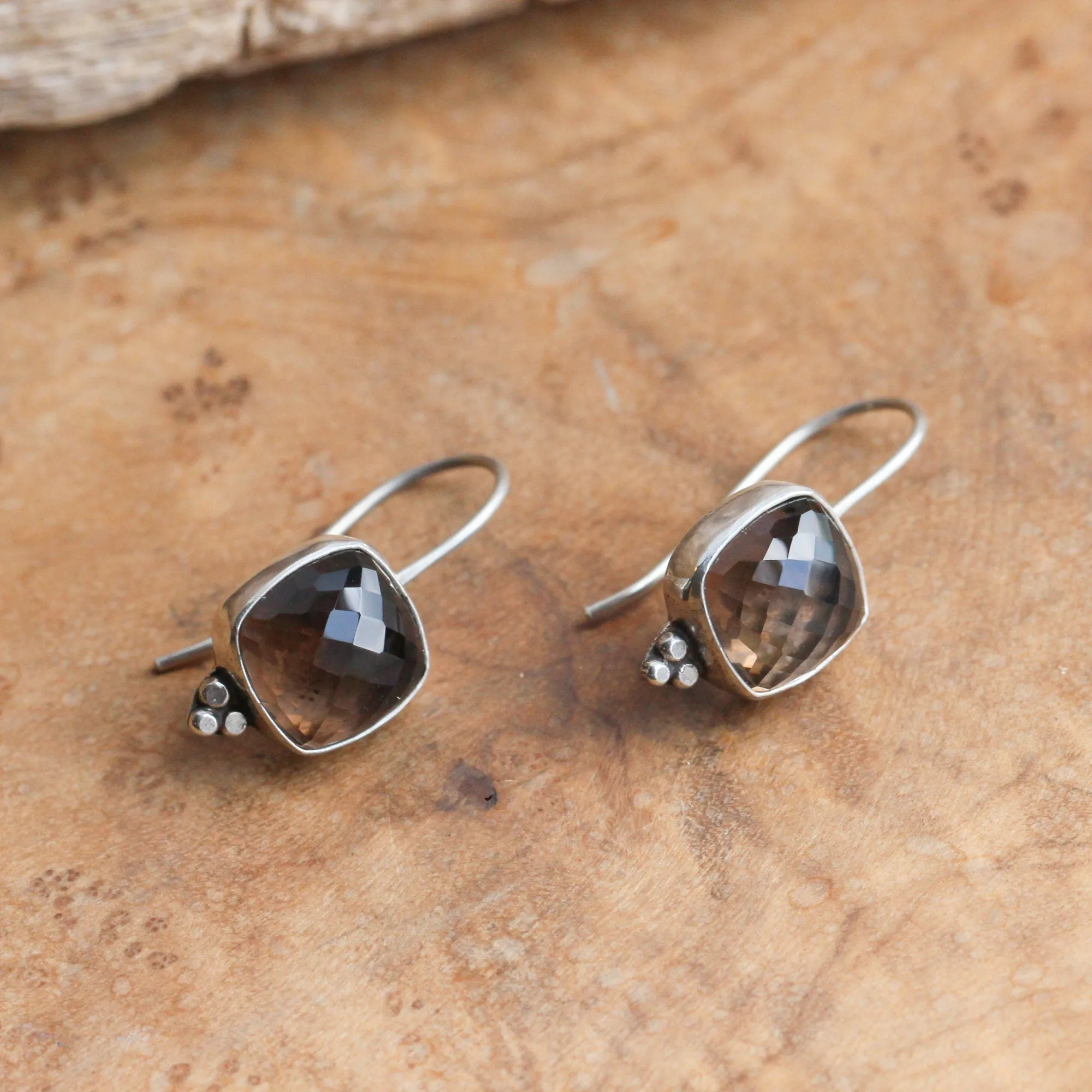 Smoky Quartz Piper Earrings - Faceted Smoky Quartz Earrings - Smoky Quartz Drops - .925 Sterling Silver