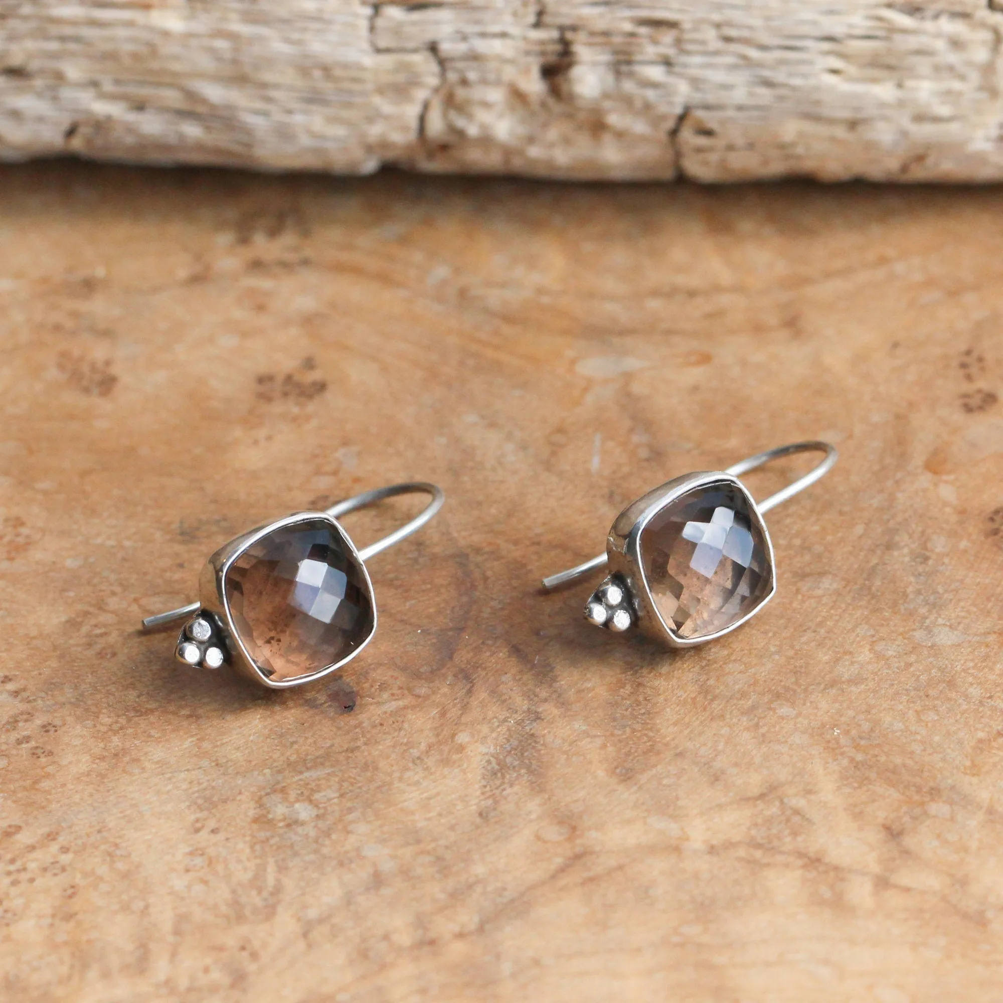 Smoky Quartz Piper Earrings - Faceted Smoky Quartz Earrings - Smoky Quartz Drops - .925 Sterling Silver