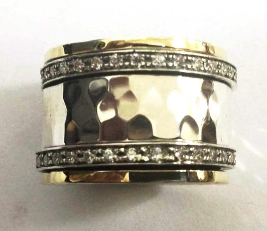 Spinner ring silver and gold for woman, cz rings