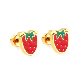 STAINLESS STEEL STRAWBERRY EARRINGS FOR GIRLS