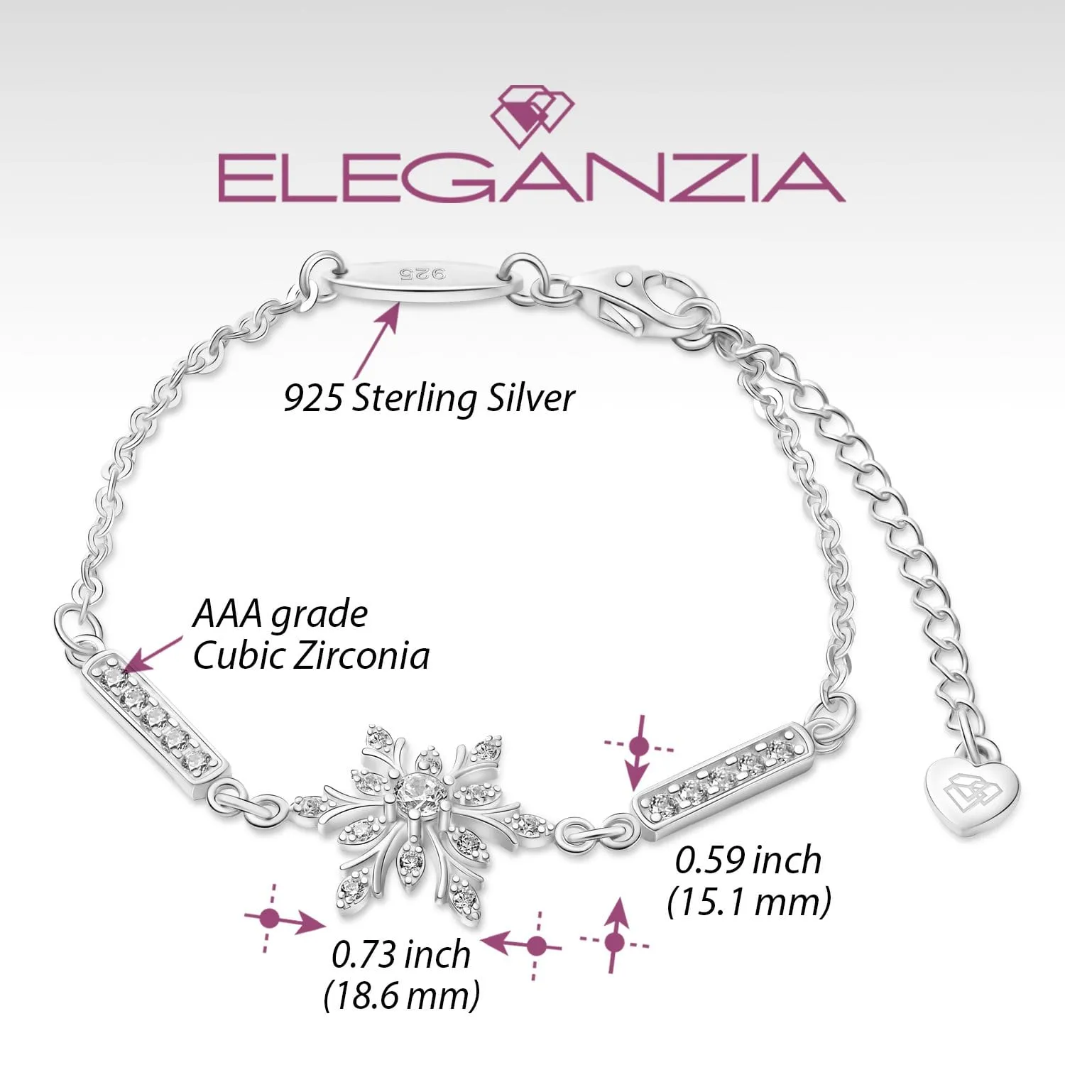 Sterling Silver Snowflake Bracelet with CZ Stones