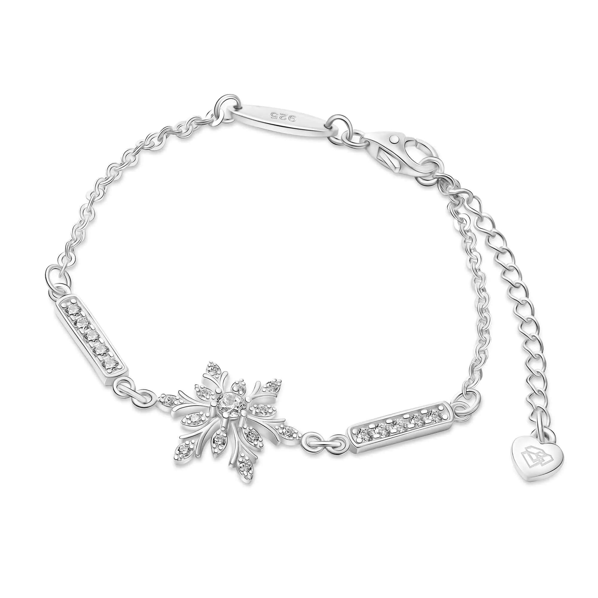 Sterling Silver Snowflake Bracelet with CZ Stones