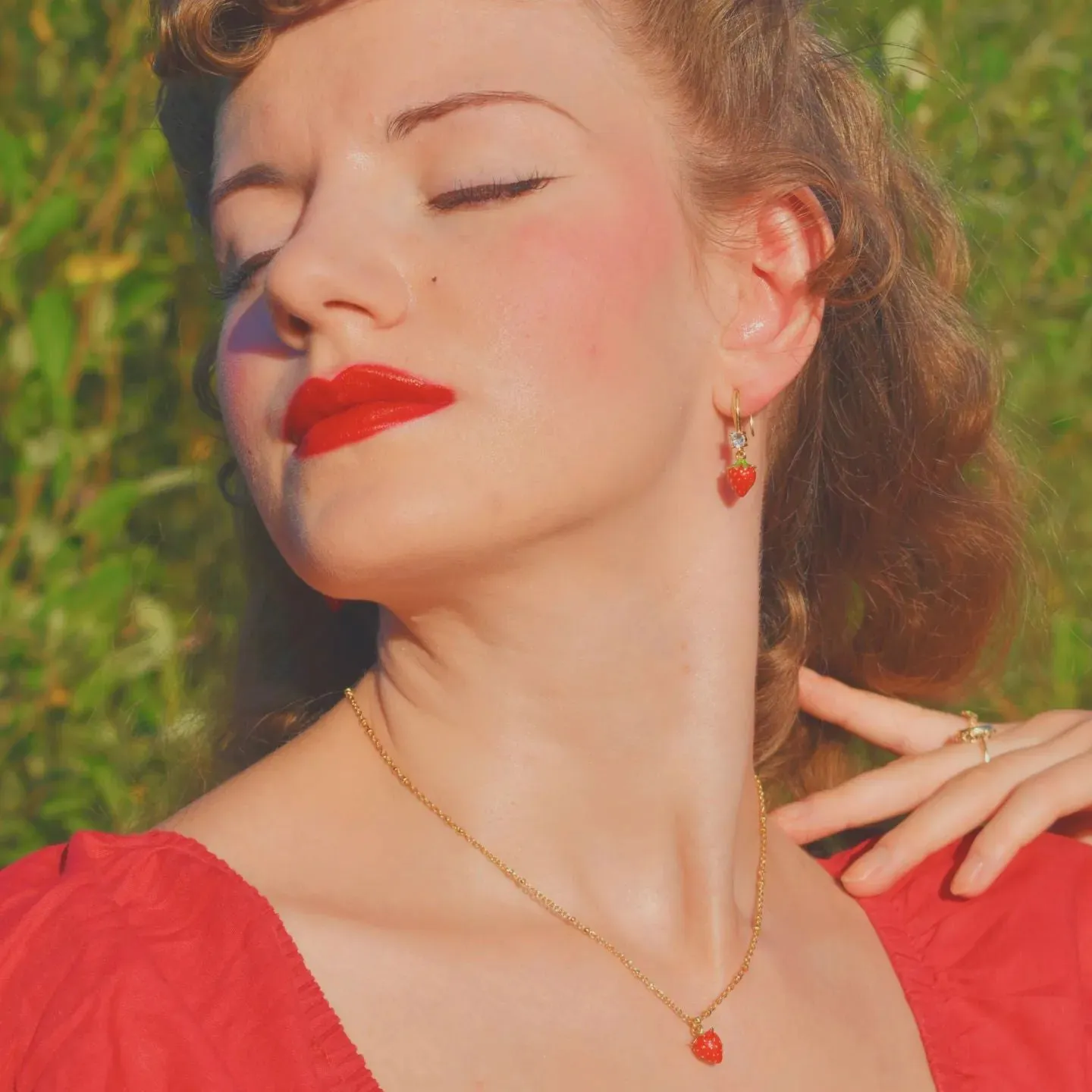 Strawberry Enamel Necklace