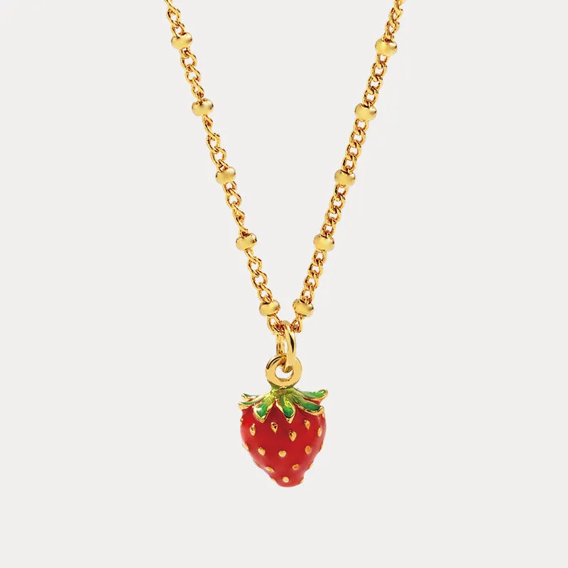 Strawberry Enamel Necklace