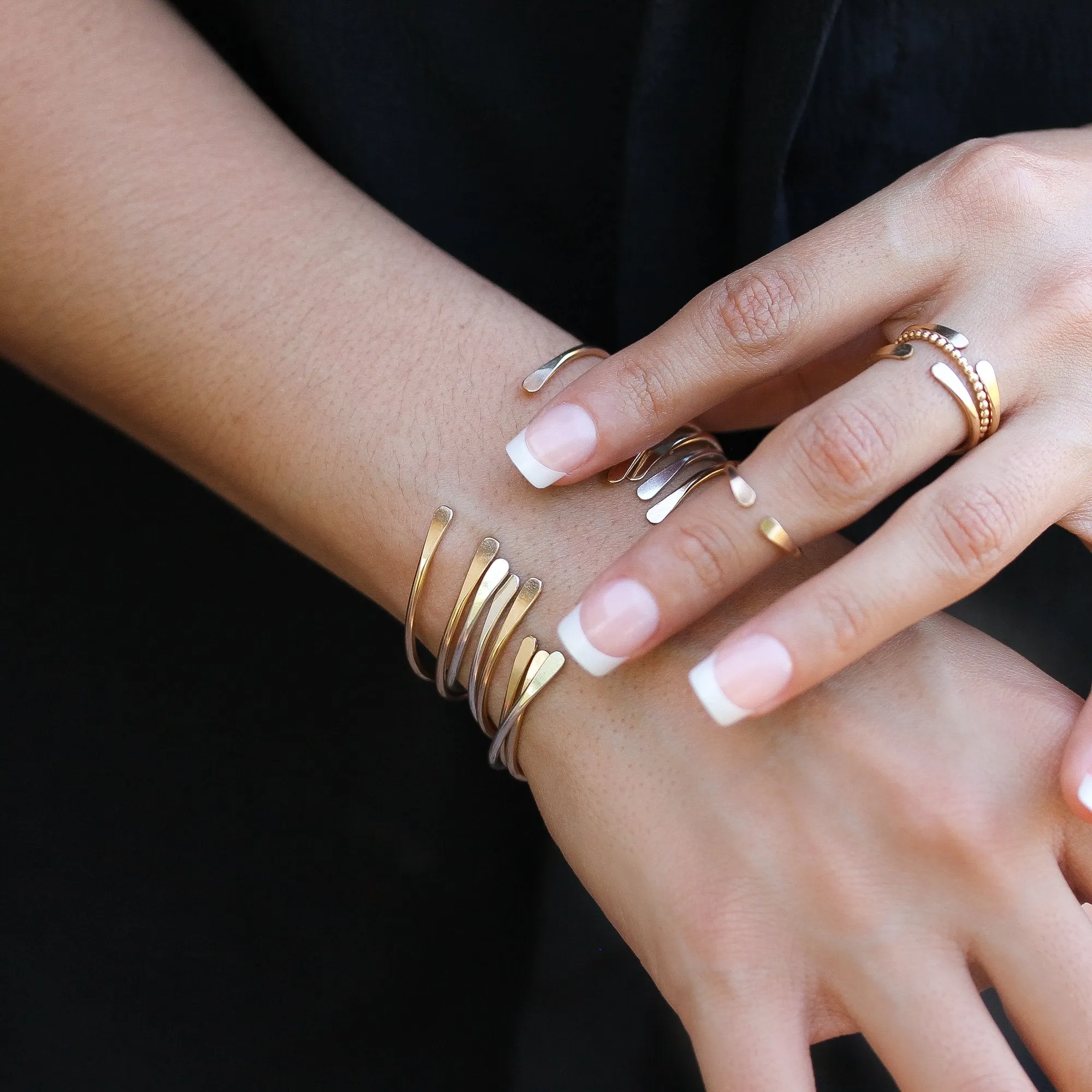 Thin 14K White Gold Cuff Bracelet