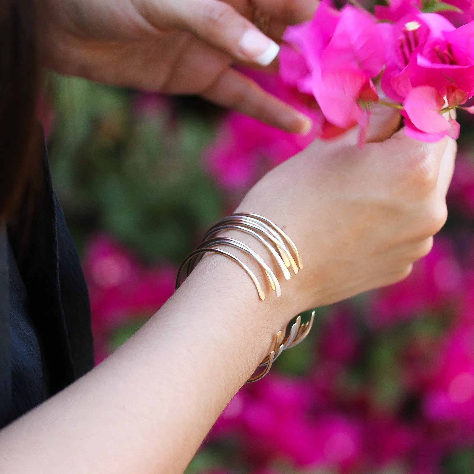 Thin 14K White Gold Cuff Bracelet