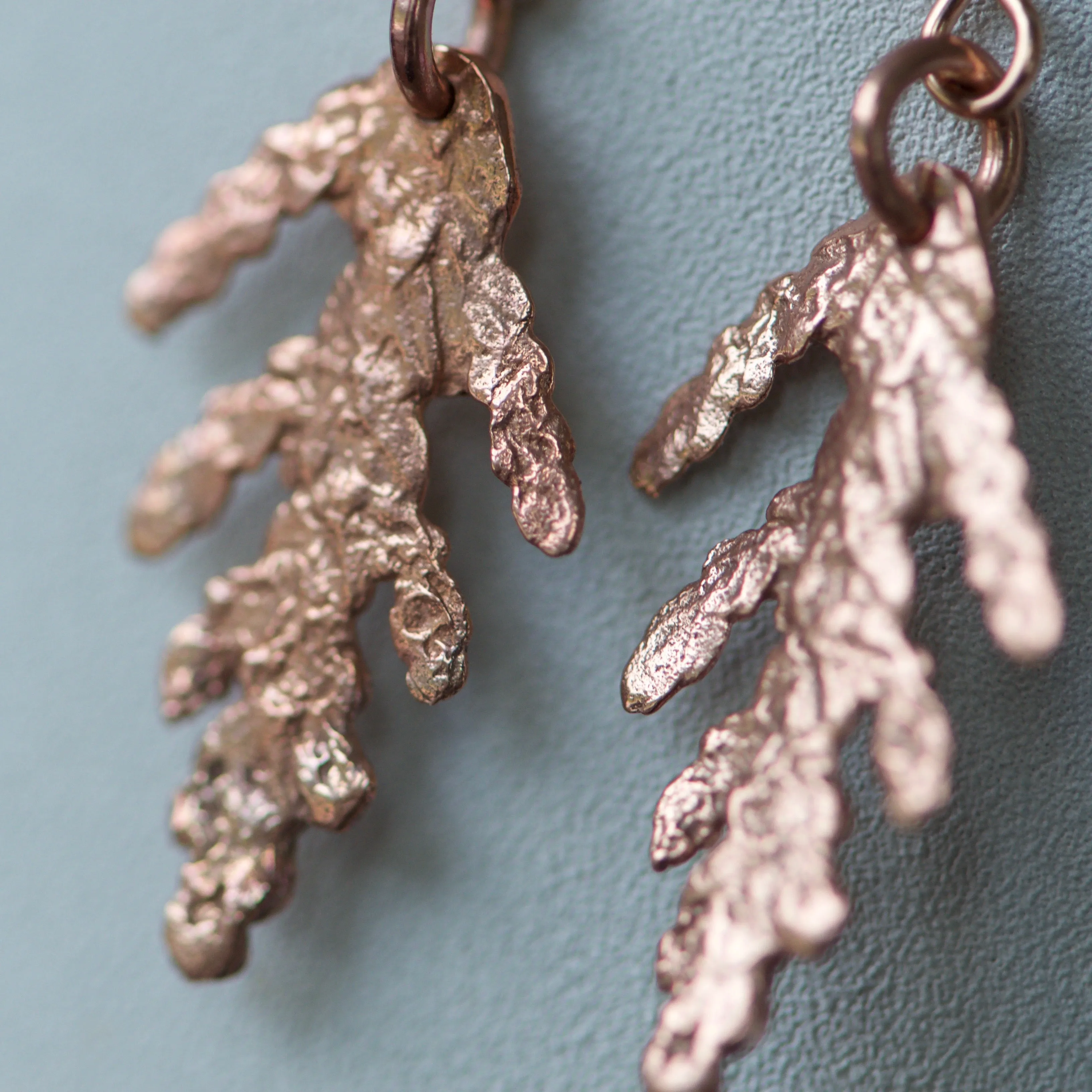 Tiny Cedar Earrings in Rose Gold