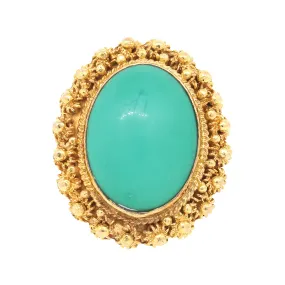 Turquoise Baroque Style Ring in 14k Gold