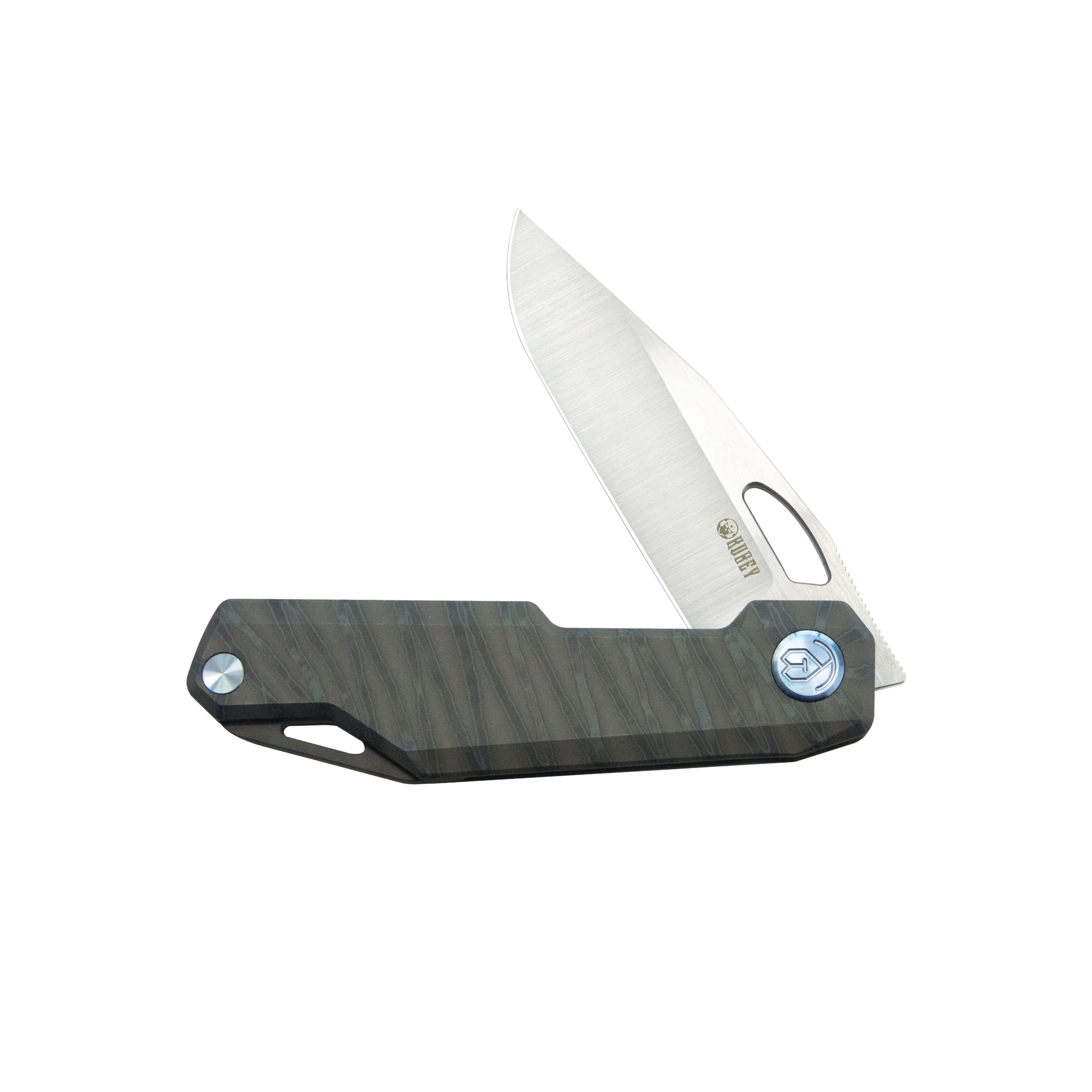 Verijero Fronter Flipper Pocket Folding Knife Flame 6AL4V Titanium Handle 3.35 Belt Satin 14C28N KB340C