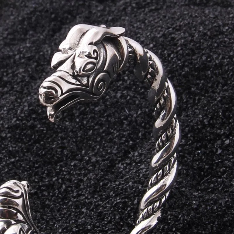 Viking Arm Ring Dragon Heads 925 Silver