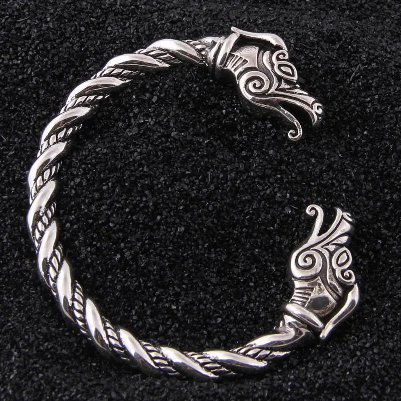 Viking Arm Ring Dragon Heads 925 Silver