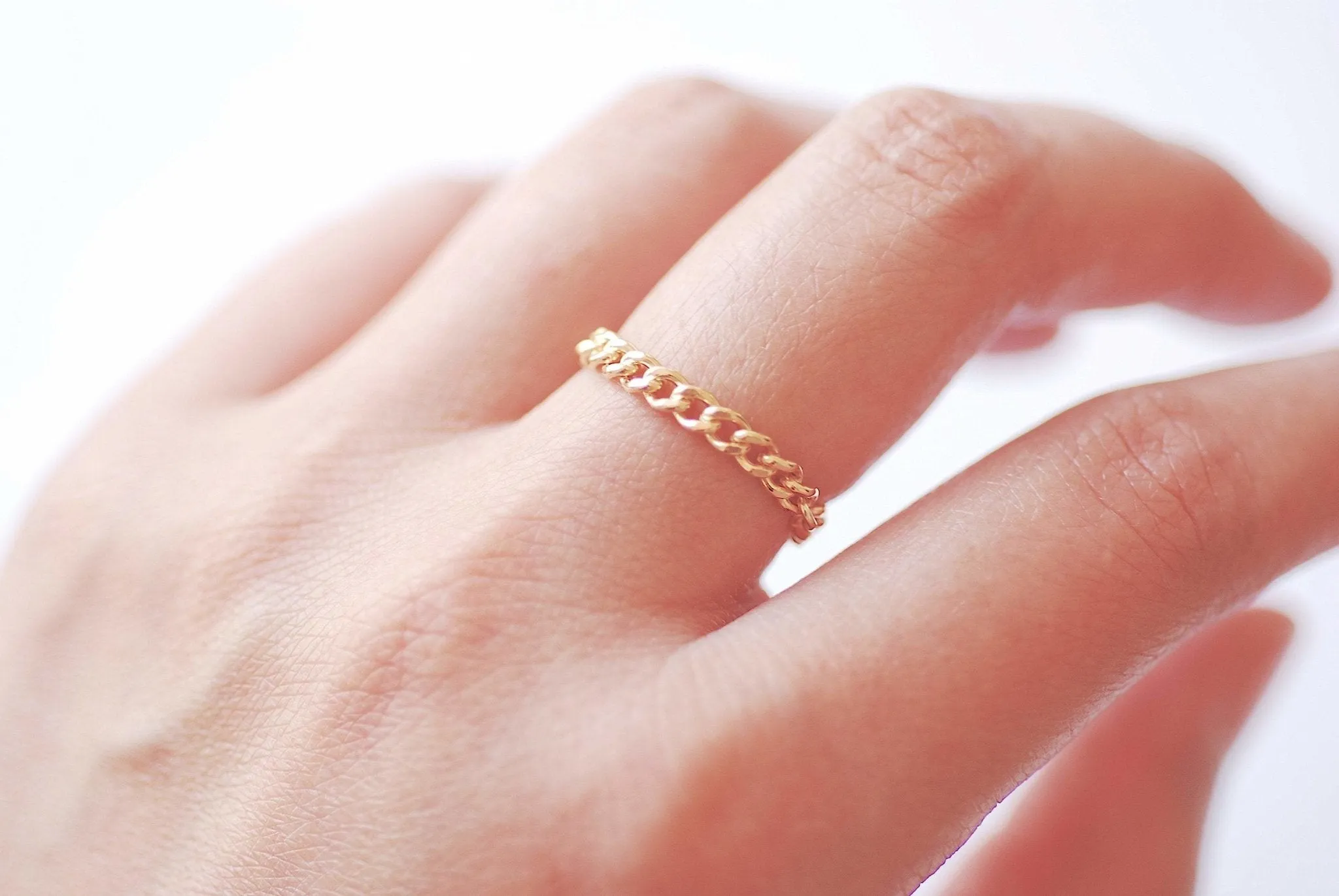 Wholesale Gold Chain Ring - 14k Gold Filled Stacking Ring, Cuban Chain Ring, Cuban Link ring, Everyday Jewelry, Minimalist Ring, Curb Chain Ring [27]