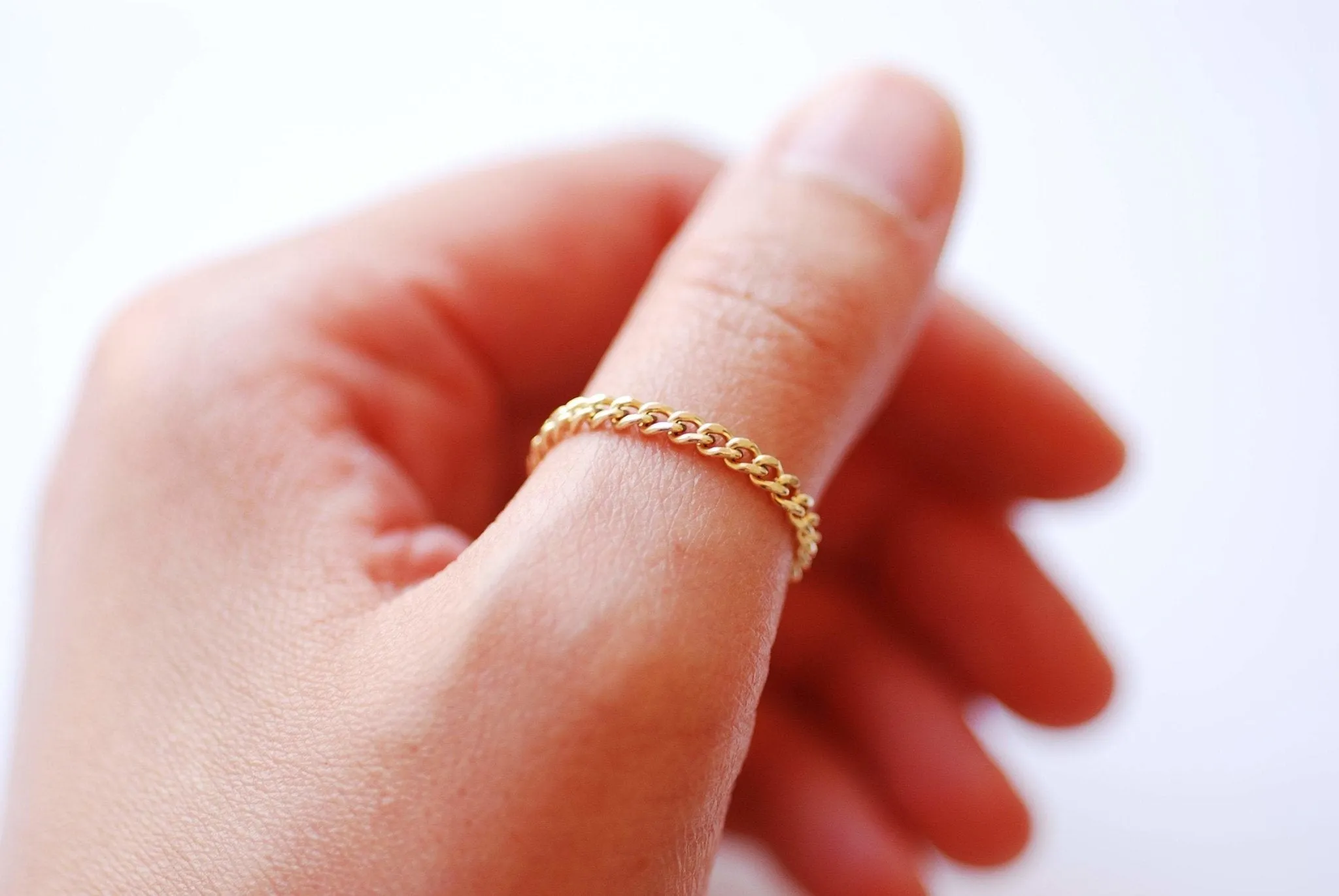 Wholesale Gold Chain Ring - 14k Gold Filled Stacking Ring, Cuban Chain Ring, Cuban Link ring, Everyday Jewelry, Minimalist Ring, Curb Chain Ring [27]