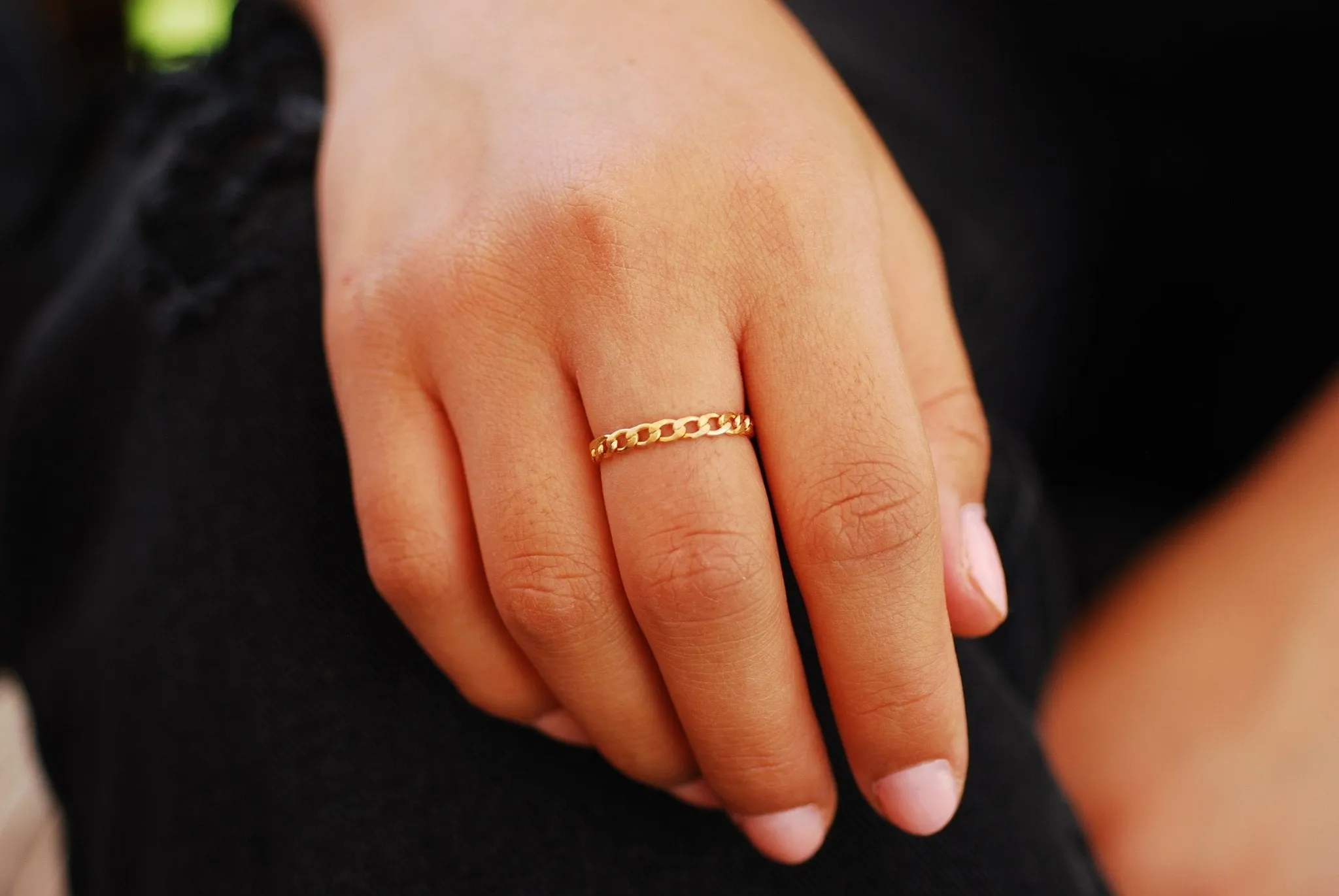 Wholesale Gold Chain Ring - 14k Gold Filled Stacking Ring, Cuban Chain Ring, Cuban Link ring, Everyday Jewelry, Minimalist Ring, Curb Chain Ring [27]