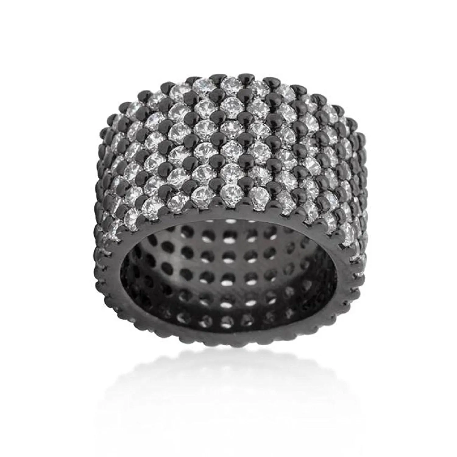 WildKlass Hematite Wide Pave Cubic Zirconia Ring