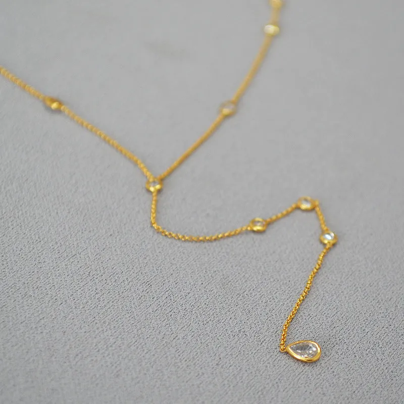 Y-Necklace with Dazzling Drop Zirconia