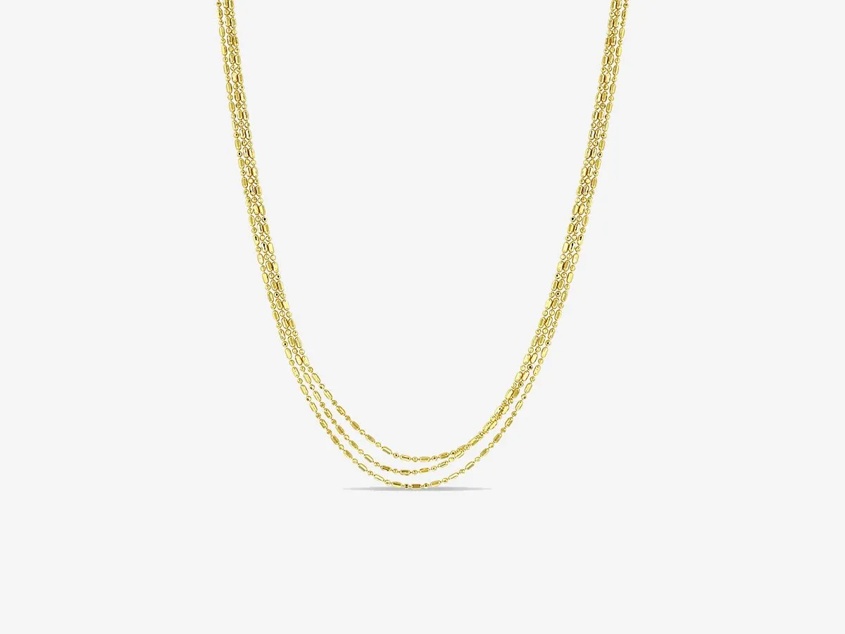 Zoe Chicco 14k Gold Three Strand Tube & Bead Necklace